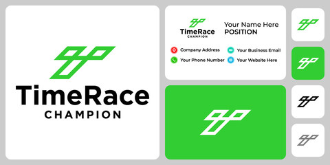 Letter T monogram championship logo design with business card template.