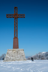 snowy panoramas in the Sasso Simone and Simoncello park in the province of Pesaro and Urbino in the...