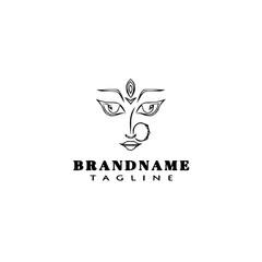 durga goddess of power, divine mother of the universe logo cartoon icon design black isolated vector illustration