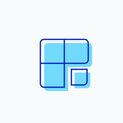 Four Square Flat Logo Design for Business, Company, Industry, Icon, and Symbol. Simple Blue Vector Style. EPS 10 Editable Stroke