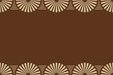 Seamless horizontal border pattern with circles, stripes. African fashion vector pattern. Vintage style. Brown color. Circular shapes. Textile pattern. Space for text. Vector color background.