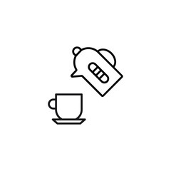 Cooking, food and kitchen concept. Collection of modern outline monochrome icons in flat style. Line icon of electrical tea over cup with handle