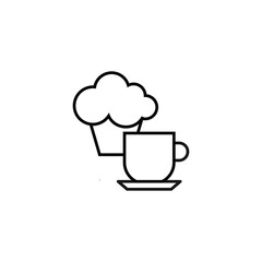Cooking, food and kitchen concept. Collection of modern outline monochrome icons in flat style. Line icon of tea cup next to cupcake