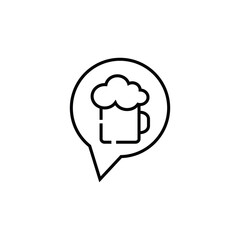 Sign and symbols concept. Outline symbol in flat style. Editable stroke. Line icon of foamy beer cup inside of speech bubble