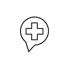 Fototapeta premium Sign and symbols concept. Outline symbol in flat style. Editable stroke. Line icon of plus or cross inside of speech bubble