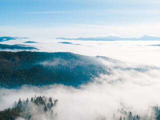 landscape view of winter carpathian mountains