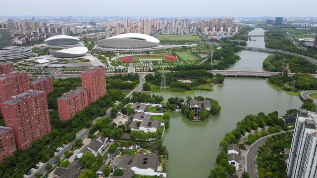 Aerial photography of ancient dwellings in Xietang Old Street, Suzhou