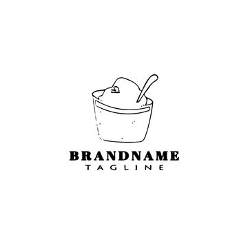 ice cream cup logo cartoon design icon vector illustration