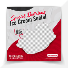 Special delicious ice cream social media post templates and Instagram banner post design template,Special delicious ice cream social media banner post design template
