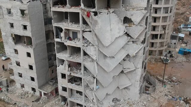 February 12, 2018 Idlib Syria - The settlement damaged by the war.