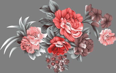 flower bunch textile print work