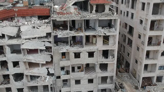 February 12, 2018 Idlib Syria - The settlement damaged by the war.