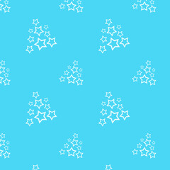 White stars on blue background seamless pattern. Textile fabric design.  Childish design for textiles, cards, wallpapers