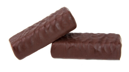 Chocolate candies sweets curd isolated on the white background