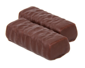 Chocolate candies sweets curd isolated on the white background