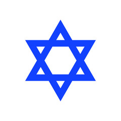 Star of David. Six-pointed star, hexagram. Seal of King Solomon. Symbol of Israel. Isolated vector illustration on white background.