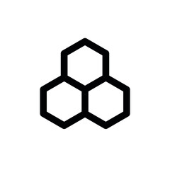 Honeycomb icon. Symbol of bees, honey and wax. Hexagonal shape. Isolated vector illustration on white background.