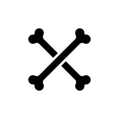 Bone icon. Crossed bones crosswise. Symbol of pirates and death. Isolated vector illustration on white background.
