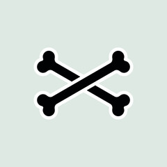 Bone icon. Crossed bones crosswise. Symbol of pirates and death. Isolated vector illustration on a gray background.