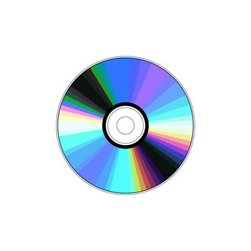 CD disk icon. Compact Disc image. DVD disc for recording information. Isolated raster illustration on white background.