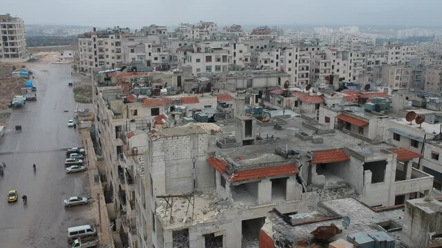February 12, 2018 Idlib Syria - The settlement damaged by the war.