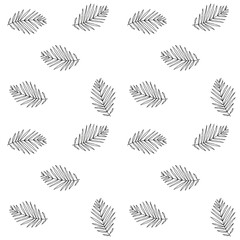 Pattern con piccole foglie nere su sfondo bianco