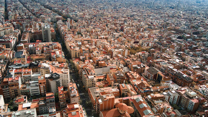 Obraz premium Aerial drone view of Barcelona, Spain