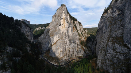 Aerial drone panoramic view of nature in Romania