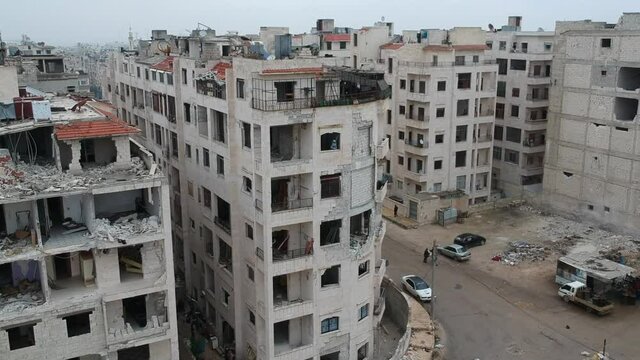 February 12, 2018 Idlib Syria - The settlement damaged by the war.