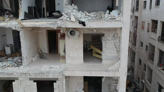 February 12, 2018 Idlib Syria - The settlement damaged by the war.