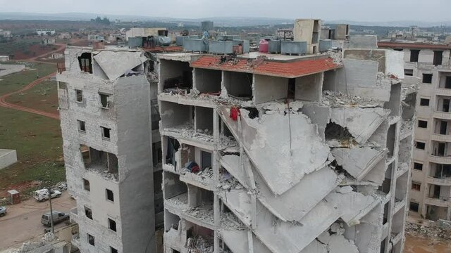 February 12, 2018 Idlib Syria - The settlement damaged by the war.
