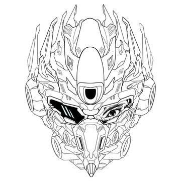Fighter head vector sketch illustration