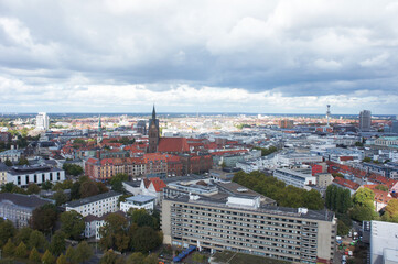 Naklejka na ściany i meble Panoramic view of Hanover, Germany. Cityscape from the top of the New City Hall