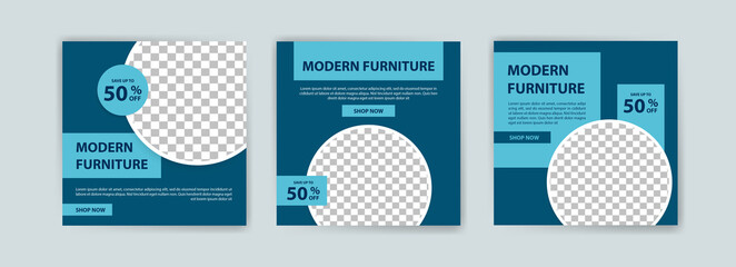 Social media post template for furniture sale. Advertising furniture sales. Offer social media banners for furniture ads. Social media post design template for promotion.