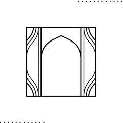 An Arabic arch, eastern architecture, Islamic decorative element isolated on white