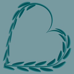 Fototapeta na wymiar Heart of leaves. Grass. Congratulations on Valentine, Valentin Day. Design element