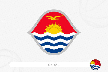 Kiribati flag for basketball competition on gray basketball background.