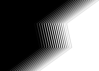 Smooth striped transition from thin straight broken lines from black to white. Trendy vector background.