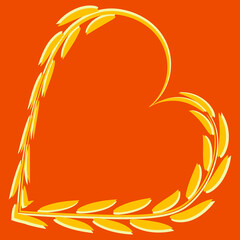 Heart of leaves. Grass. Congratulations on Valentine, Valentin Day. Design element