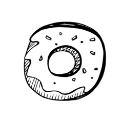 Donut in doodle style isolated on white background