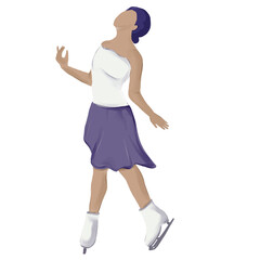 Vector Illustration of figure skating  girl training on the ice