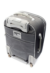 transit travel bag, large suitcase on wheels, on a white background