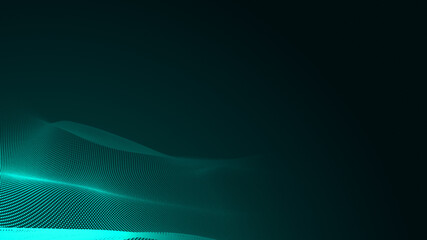 Abstract dot green wave gradient texture technology background.
