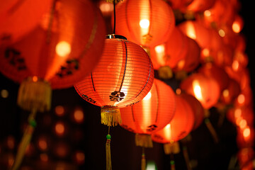 A group of red Chinese lantern during Chinese New Year Celebrations.