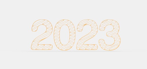 Happy New Year 2023. 3D illustration numbers isolated