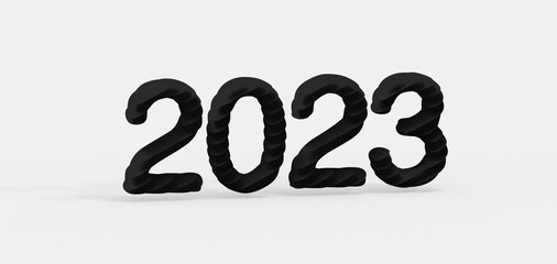 year 2023. 3D illustration numbers isolated white background