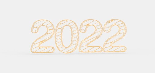 Happy New Year 2022. 3D illustration numbers isolated