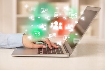 Young person surfing on social media network