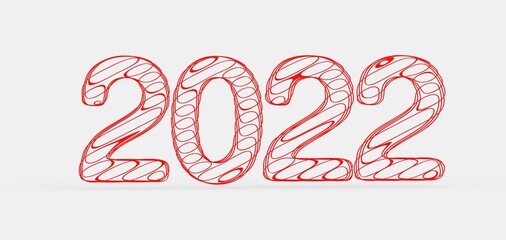 Typography design of 2022 with 3d style