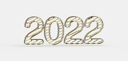 Happy New Year 2022. 3D illustration numbers isolated